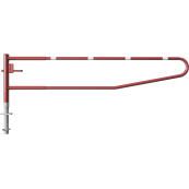 Swiveling gates | for casting in concrete, hot-dip galvanized and red coated with white reflecting stripes | total width: 3500 mm | with Euro profile cylinder lock